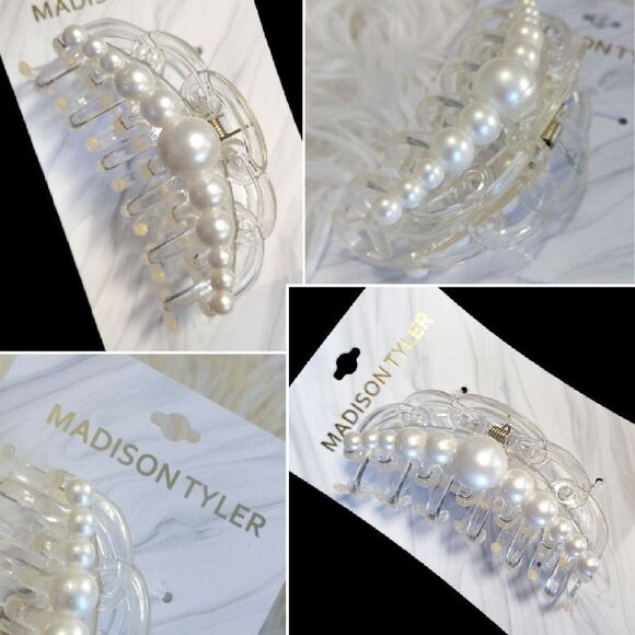 Embellished Pearl Denim Headbands And Clip Hair Accessories Bundle OF 3 NWT - Picture 12 of 14